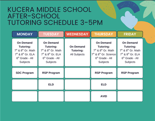 After School Tutoring Schedule